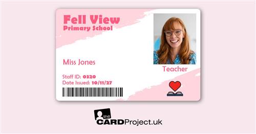 Primary School ID Card Pink Watercolour